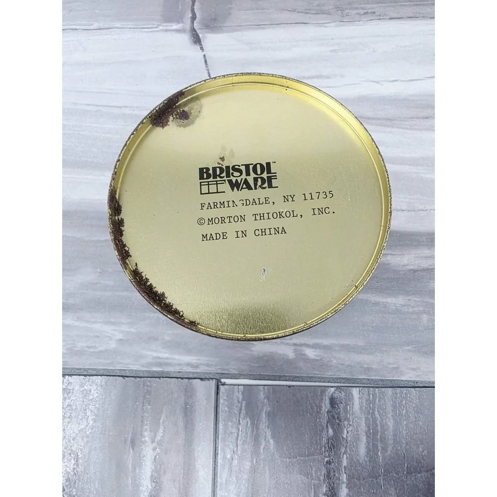 2 Vintage MORTON SALT When It Rains It Pours Metal Tin Canister Can Bristol Ware